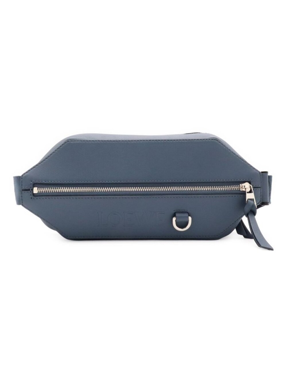 Loewe Convertible Sling Cross Belt Bag Leather Indigo Dye Blue Gray Silver